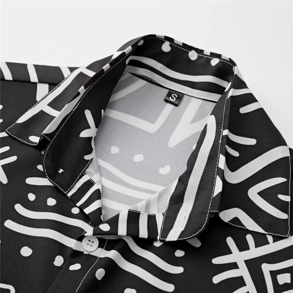 KYKU African Shirts for Men Dashiki 70s Outfits Print Button Down Shirt Men Short Sleeve Clothing