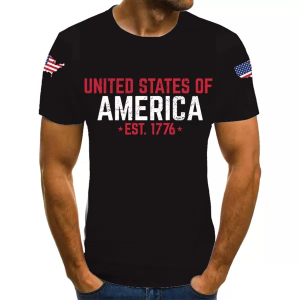 KYKU American Flag T Shirt Men July 4th Patriotic USA Stars and Stripes T-Shirt
