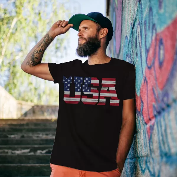 KYKU American Flag T Shirt Men July 4th Patriotic USA Stars and Stripes T-Shirt