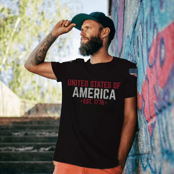 KYKU American Flag T Shirt Men July 4th Patriotic USA Stars and Stripes T-Shirt