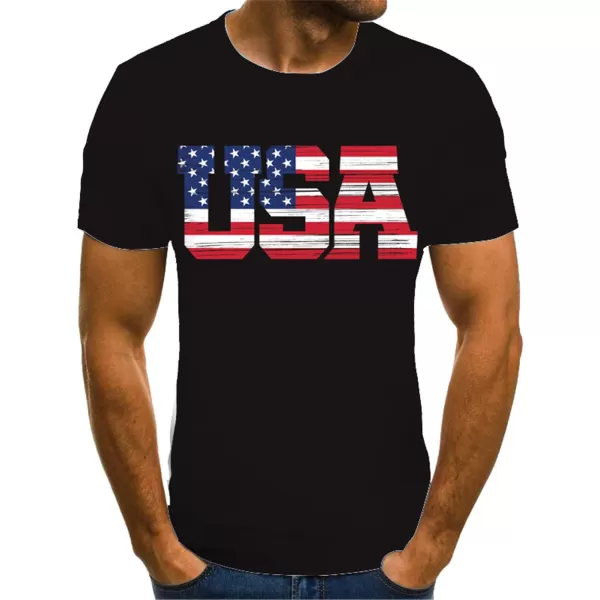 KYKU American Flag T Shirt Men July 4th Patriotic USA Stars and Stripes T-Shirt