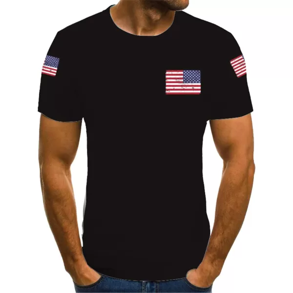 KYKU American Flag T Shirt Men July 4th Patriotic USA Stars and Stripes T-Shirt