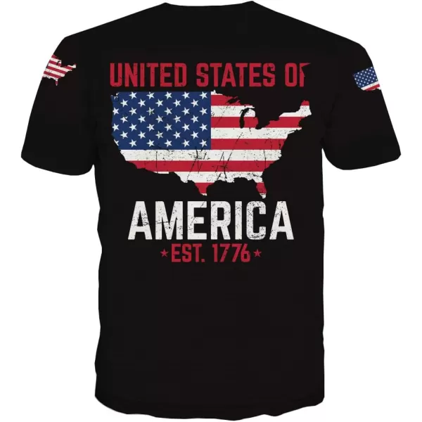 KYKU American Flag T Shirt Men July 4th Patriotic USA Stars and Stripes T-Shirt