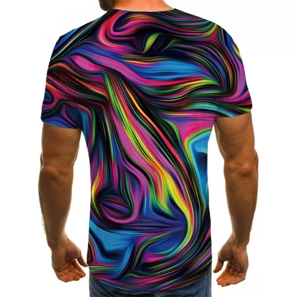 KYKU Colorful T-Shirts for Men 3D Printed Neon Abstract Tee Short Sleeve T Shirt