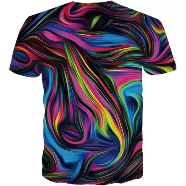 KYKU Colorful T-Shirts for Men 3D Printed Neon Abstract Tee Short Sleeve T Shirt