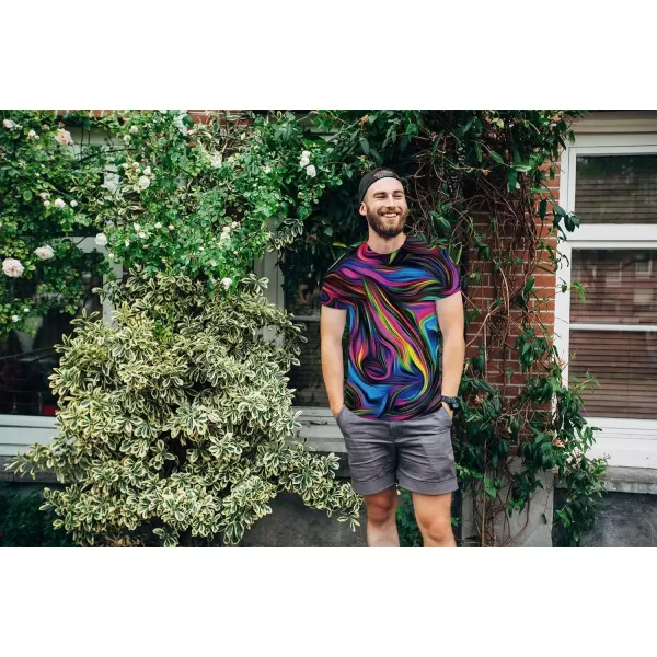 KYKU Colorful T-Shirts for Men 3D Printed Neon Abstract Tee Short Sleeve T Shirt