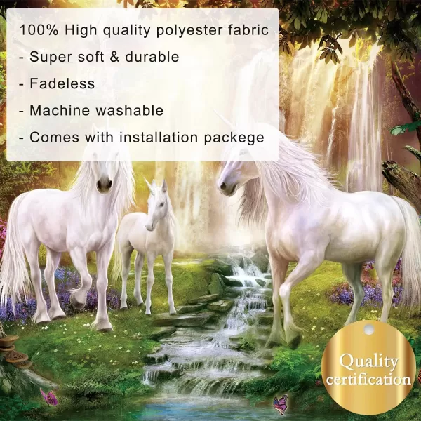 KYKU Fairy Tale World Tapestry Unicorn Tapestry Wall Hanging Magical Forest Tapestry Fantasy Animals Rainbow Waterfall Tapestries Hanging for Bedroom Decor Living Room 