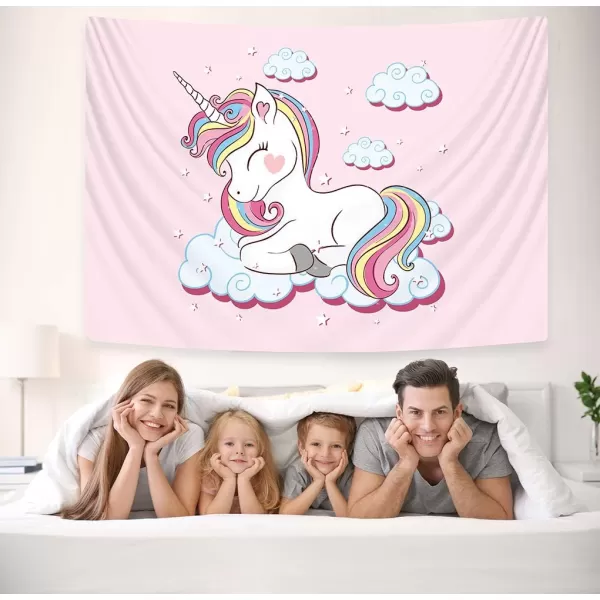 KYKU Fairy Tale World Tapestry Unicorn Tapestry Wall Hanging Magical Forest Tapestry Fantasy Animals Rainbow Waterfall Tapestries Hanging for Bedroom Decor Living Room 
