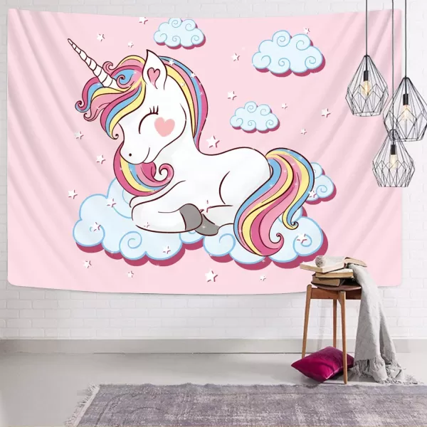 KYKU Fairy Tale World Tapestry Unicorn Tapestry Wall Hanging Magical Forest Tapestry Fantasy Animals Rainbow Waterfall Tapestries Hanging for Bedroom Decor Living Room 