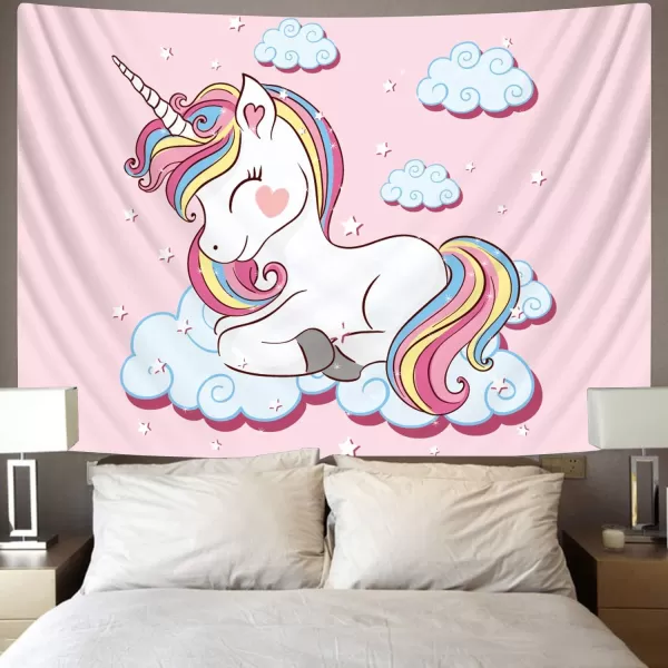 KYKU Fairy Tale World Tapestry Unicorn Tapestry Wall Hanging Magical Forest Tapestry Fantasy Animals Rainbow Waterfall Tapestries Hanging for Bedroom Decor Living Room 