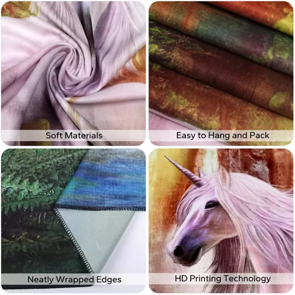 KYKU Fairy Tale World Tapestry Unicorn Tapestry Wall Hanging Magical Forest Tapestry Fantasy Animals Rainbow Waterfall Tapestries Hanging for Bedroom Decor Living Room 