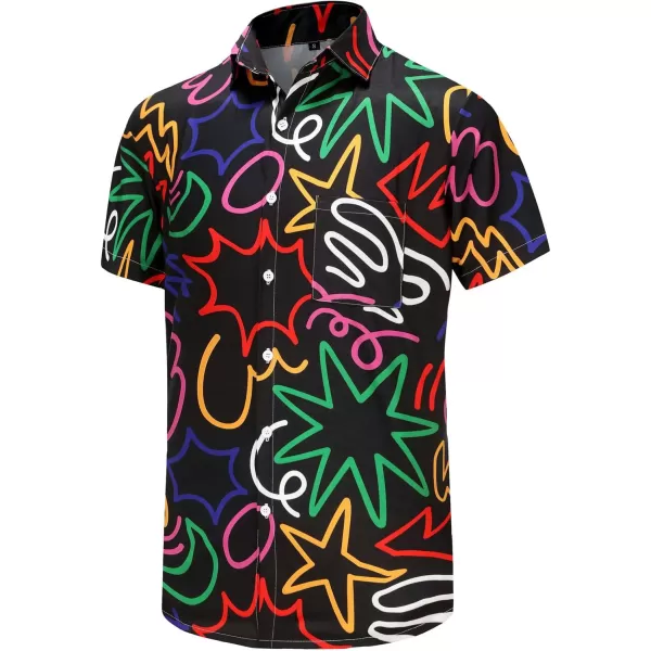 KYKU Funky Hawaiian Shirt for Men Palm Beach Shirts Tropical Vacation Shirts
