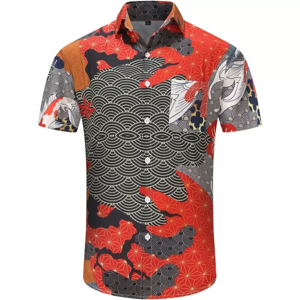 KYKU Funky Hawaiian Shirt for Men Palm Beach Shirts Tropical Vacation Shirts