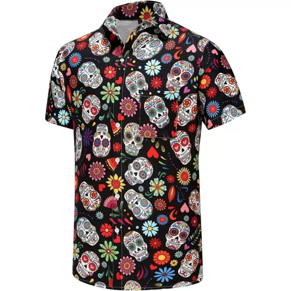 KYKU Funky Hawaiian Shirt for Men Palm Beach Shirts Tropical Vacation Shirts