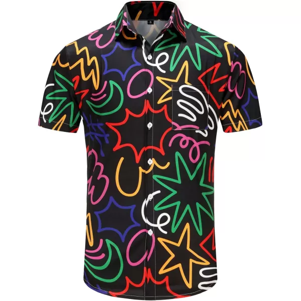 KYKU Funky Hawaiian Shirt for Men Palm Beach Shirts Tropical Vacation Shirts