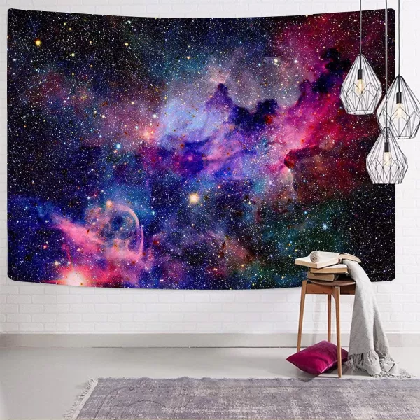 KYKU Galaxy Tapestry Wall Hanging Purple Outer Space Tapestry Cool Trippy Nebula Universe Tapestries for Bedroom Living Room Dorm Decor 