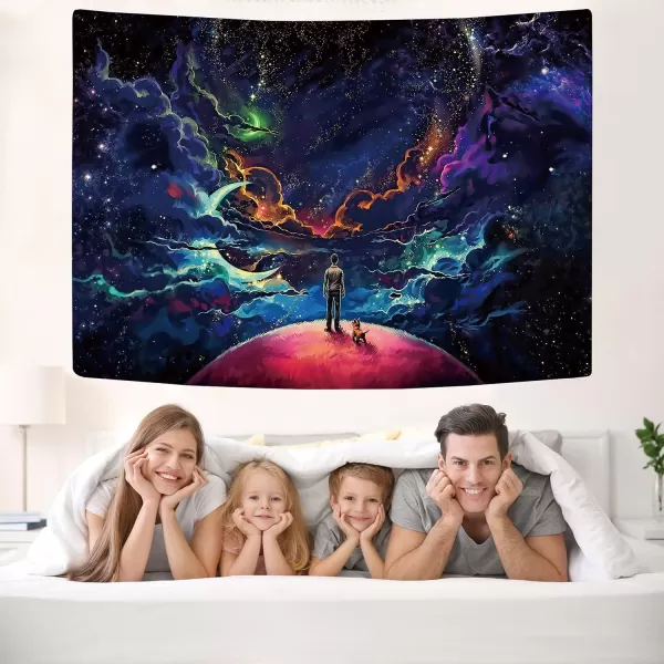 KYKU Galaxy Tapestry Wall Hanging Purple Outer Space Tapestry Cool Trippy Nebula Universe Tapestries for Bedroom Living Room Dorm Decor 