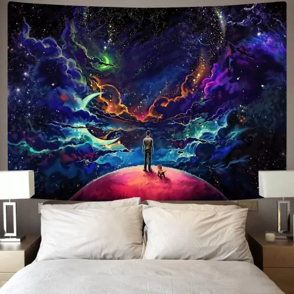 KYKU Galaxy Tapestry Wall Hanging Purple Outer Space Tapestry Cool Trippy Nebula Universe Tapestries for Bedroom Living Room Dorm Decor 