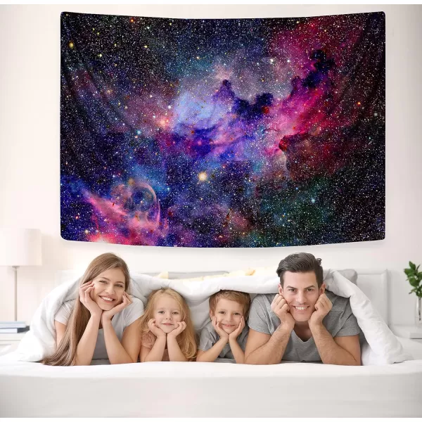 KYKU Galaxy Tapestry Wall Hanging Purple Outer Space Tapestry Cool Trippy Nebula Universe Tapestries for Bedroom Living Room Dorm Decor 