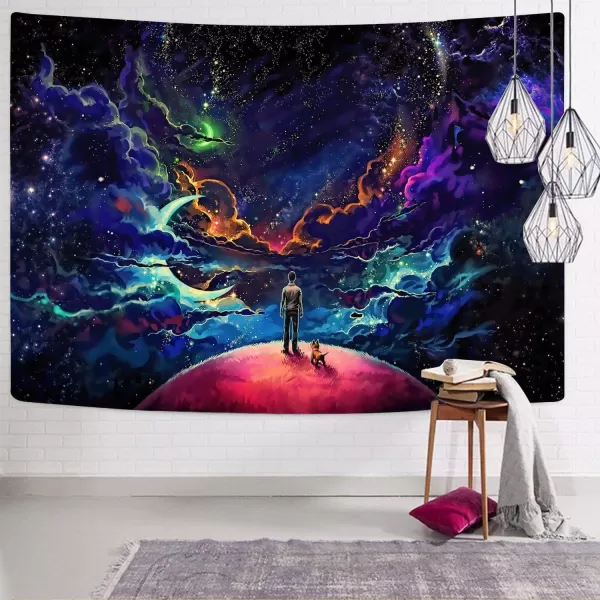 KYKU Galaxy Tapestry Wall Hanging Purple Outer Space Tapestry Cool Trippy Nebula Universe Tapestries for Bedroom Living Room Dorm Decor 