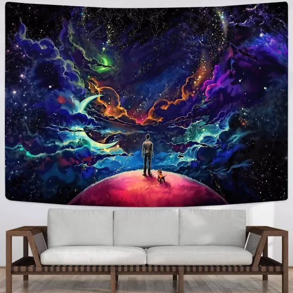 KYKU Galaxy Tapestry Wall Hanging Purple Outer Space Tapestry Cool Trippy Nebula Universe Tapestries for Bedroom Living Room Dorm Decor 