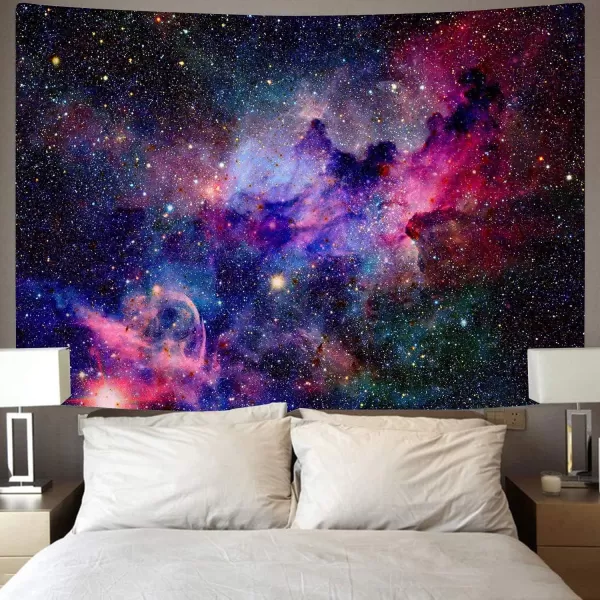 KYKU Galaxy Tapestry Wall Hanging Purple Outer Space Tapestry Cool Trippy Nebula Universe Tapestries for Bedroom Living Room Dorm Decor 
