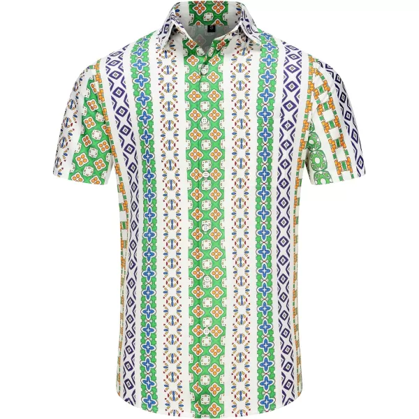KYKU Hawaiian Shirt for Men Short Sleeve Button Down Summer Clothing Vacation Beach Shirts Stripe with Pockets