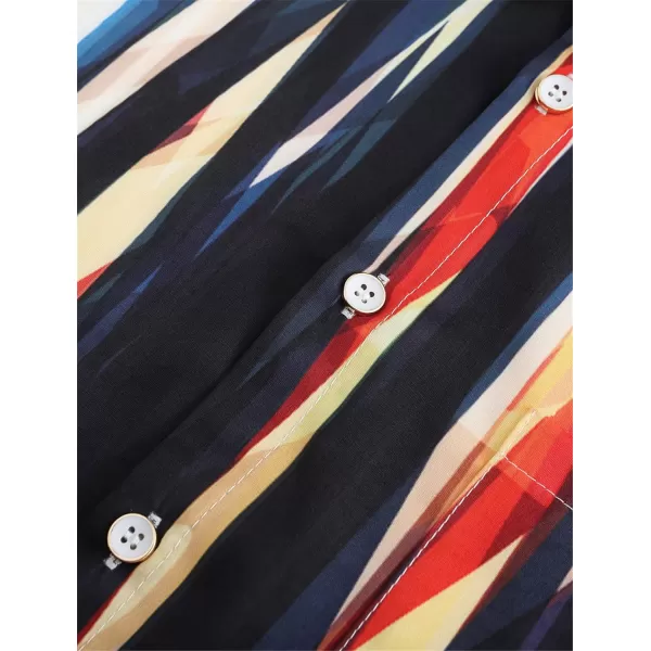 KYKU Hawaiian Shirt for Men Short Sleeve Button Down Summer Clothing Vacation Beach Shirts Stripe with Pockets