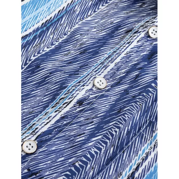 KYKU Hawaiian Shirt for Men Short Sleeve Button Down Summer Clothing Vacation Beach Shirts Stripe with Pockets