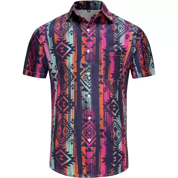 KYKU Hawaiian Shirt for Men Short Sleeve Button Down Summer Clothing Vacation Beach Shirts Stripe with Pockets