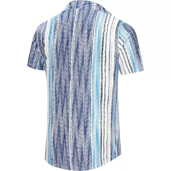 KYKU Hawaiian Shirt for Men Short Sleeve Button Down Summer Clothing Vacation Beach Shirts Stripe with Pockets