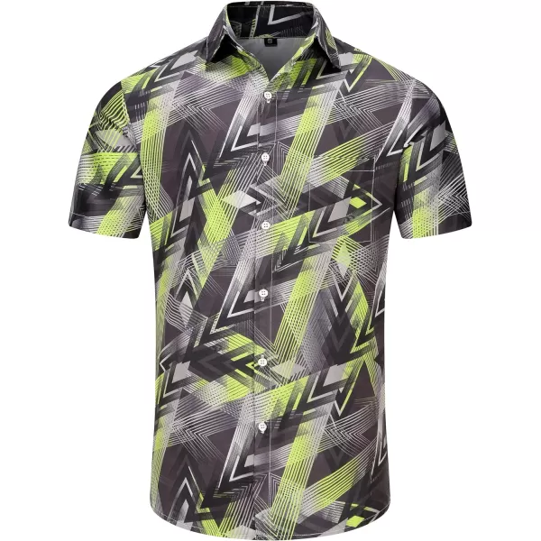 KYKU Hawaiian Shirt for Men Short Sleeve Button Down Summer Clothing Vacation Beach Shirts Stripe with Pockets