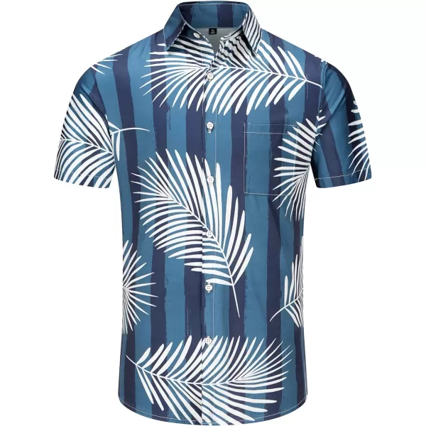 KYKU Hawaiian Shirt for Men Short Sleeve Button Down Summer Clothing Vacation Beach Shirts Stripe with Pockets
