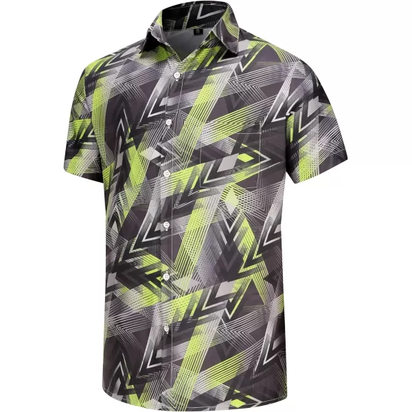 KYKU Hawaiian Shirt for Men Short Sleeve Button Down Summer Clothing Vacation Beach Shirts Stripe with Pockets