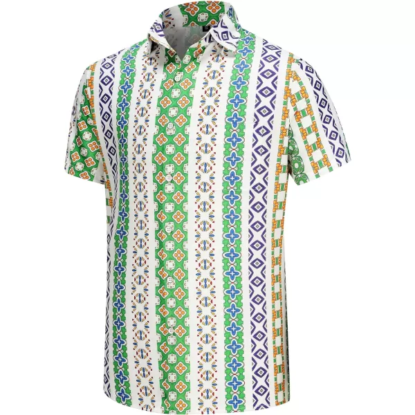 KYKU Hawaiian Shirt for Men Short Sleeve Button Down Summer Clothing Vacation Beach Shirts Stripe with Pockets