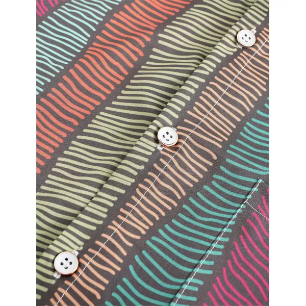 KYKU Hawaiian Shirt for Men Short Sleeve Button Down Summer Clothing Vacation Beach Shirts Stripe with Pockets