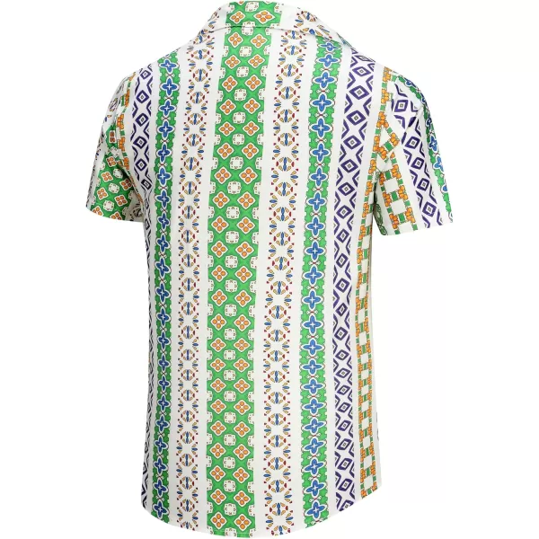 KYKU Hawaiian Shirt for Men Short Sleeve Button Down Summer Clothing Vacation Beach Shirts Stripe with Pockets