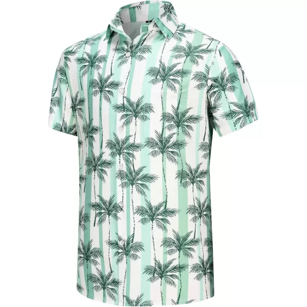 KYKU Hawaiian Shirt for Men Short Sleeve Button Down Summer Clothing Vacation Beach Shirts Stripe with Pockets