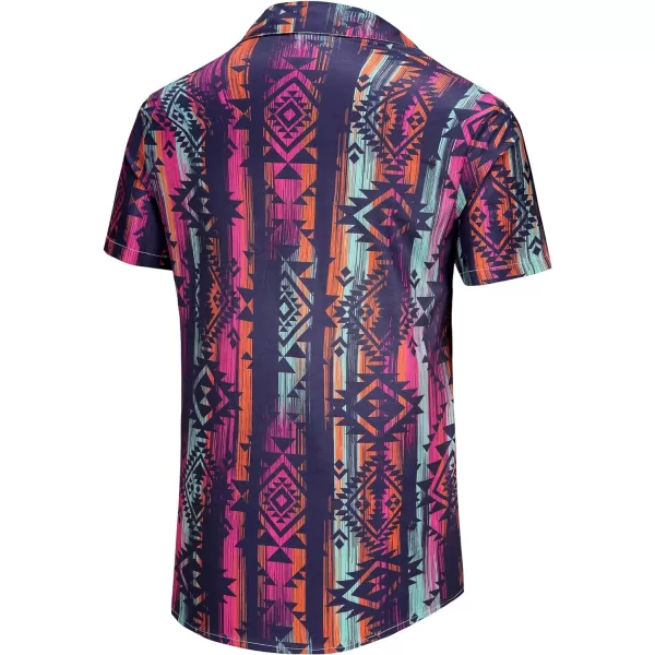 KYKU Hawaiian Shirt for Men Short Sleeve Button Down Summer Clothing Vacation Beach Shirts Stripe with Pockets