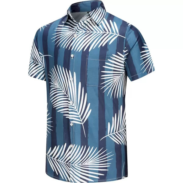 KYKU Hawaiian Shirt for Men Short Sleeve Button Down Summer Clothing Vacation Beach Shirts Stripe with Pockets