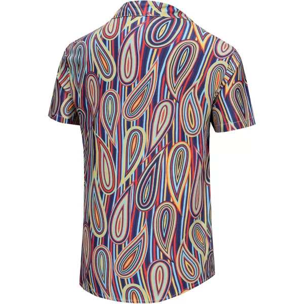 KYKU Hawaiian Shirt for Men Short Sleeve Button Down Summer Clothing Vacation Beach Shirts Stripe with Pockets