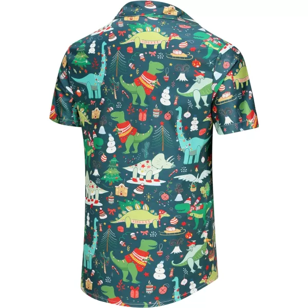 KYKU Hawaiian Shirts for Men Santa Claus Party Casual Button Down Short Sleeve Shirt with Pocket