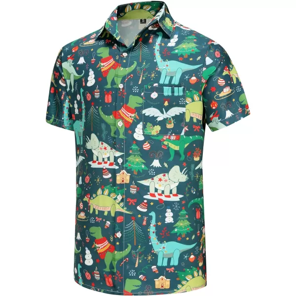 KYKU Hawaiian Shirts for Men Santa Claus Party Casual Button Down Short Sleeve Shirt with Pocket