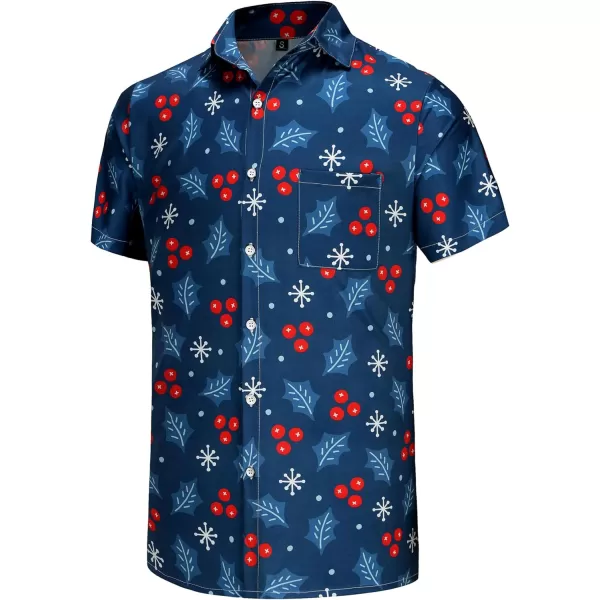 KYKU Hawaiian Shirts for Men Santa Claus Party Casual Button Down Short Sleeve Shirt with Pocket