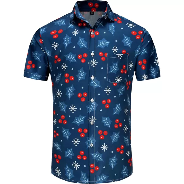 KYKU Hawaiian Shirts for Men Santa Claus Party Casual Button Down Short Sleeve Shirt with Pocket