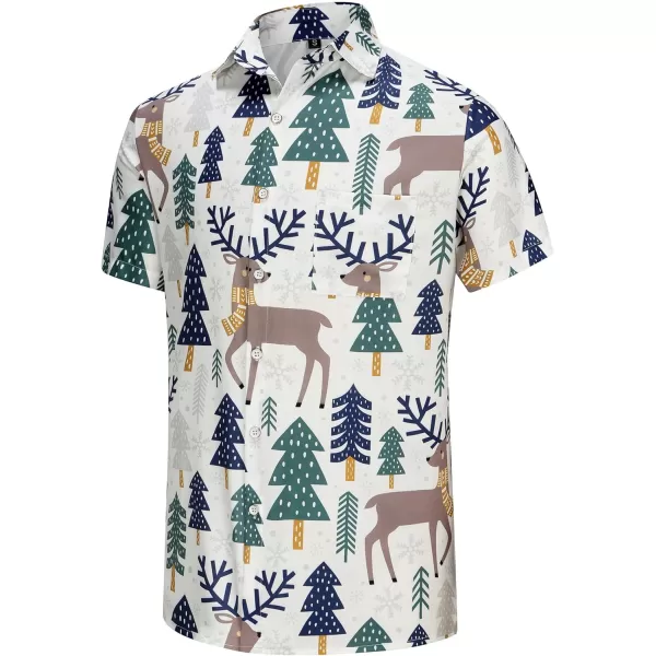 KYKU Hawaiian Shirts for Men Santa Claus Party Casual Button Down Short Sleeve Shirt with Pocket