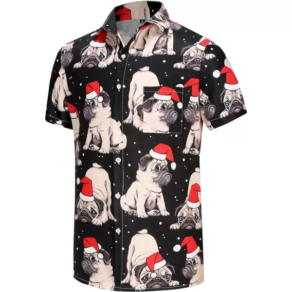 KYKU Hawaiian Shirts for Men Santa Claus Party Casual Button Down Short Sleeve Shirt with Pocket