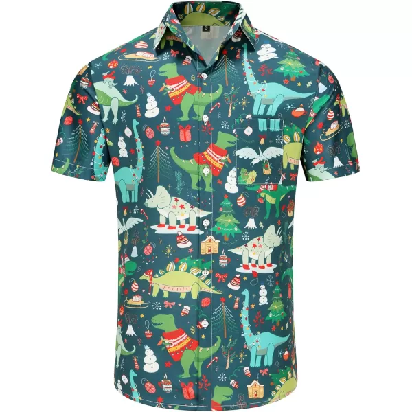 KYKU Hawaiian Shirts for Men Santa Claus Party Casual Button Down Short Sleeve Shirt with Pocket