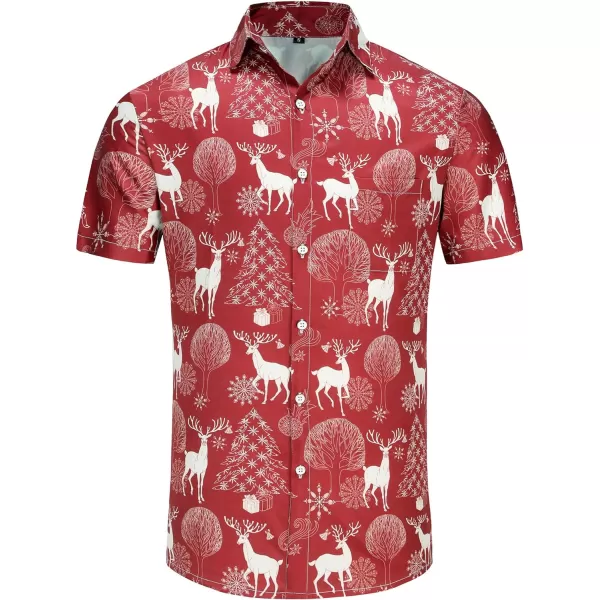 KYKU Hawaiian Shirts for Men Santa Claus Party Casual Button Down Short Sleeve Shirt with Pocket