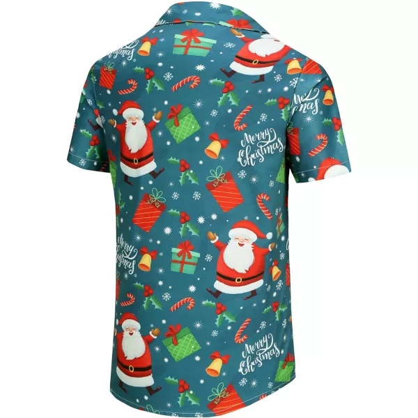KYKU Hawaiian Shirts for Men Santa Claus Party Casual Button Down Short Sleeve Shirt with Pocket